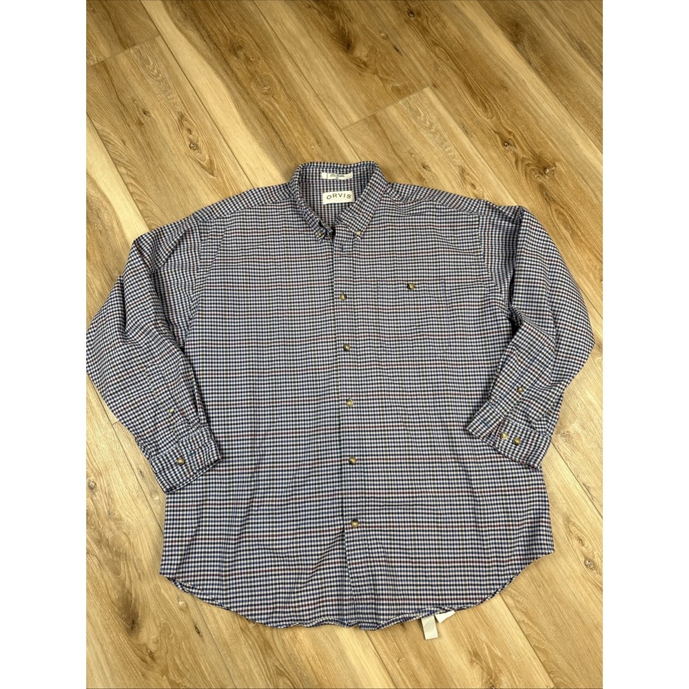Men's Orvis Plaid Button-Down Shirt Size XL 100% Cotton